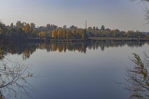 Beautiful autumn landscape at lake. photo