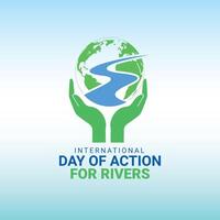 International Day of Action for Rivers World Rivers Day is observed on March 14 every year. River day vector illustration. World Water Day.