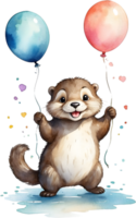 AI generated otter with balloon png