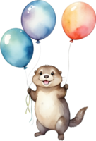 AI generated otter with balloon png