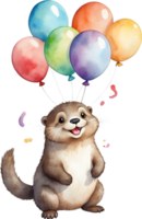 AI generated otter with balloon png