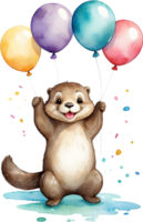 AI generated otter with balloon png