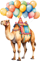 AI generated camel  with balloon  watercolor png