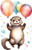 AI generated otter with balloon png