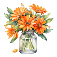 ai genererad orange daisy på en png