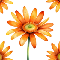 AI generated orange daisy on a seamless repeat pattern png