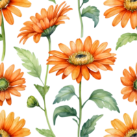 AI generated orange daisy on a seamless repeat pattern png