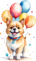 ai generiert Hund mit Ballon Aquarell png