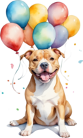 ai généré pitbull avec ballon aquarelle png