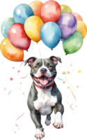 AI generated pitbull  with balloon  watercolor png