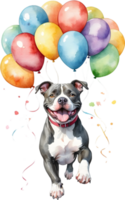 ai genererad pitbull med ballong vattenfärg png