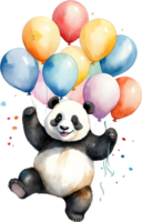 ai generato panda Tenere palloncini, trasparente sfondo png