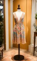 AI generated mini dress with low neckline on a mannequin. ai generative photo