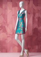 AI generated mini dress with low neckline on a mannequin. ai generative photo