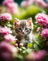 AI generated Cute little bengal kitten sitting. ai generative photo