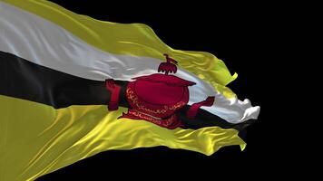 3d animering av de nationell flagga av brunei vinka i de vind. video