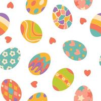 Easter eggs seamless pattern, Easter symbol. Vector colored easter eggs seamless pattern for Easter holidays on white background.