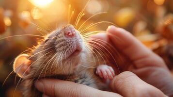 AI generated Person Holding Small Rodent in Hand photo