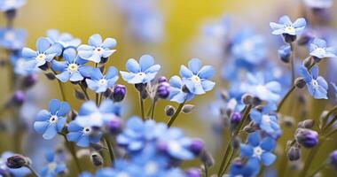 AI generated The Delicate Details of a Beautiful Myosotis in Close-Up photo