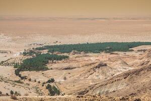 Mountain oasis Tamerza in Tunisia near the border with Algeria. photo