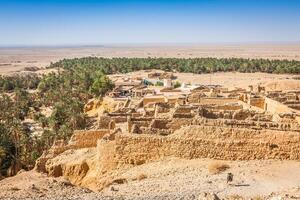 Mountain oasis Chebika at border of Sahara, Tunisia, Africa photo