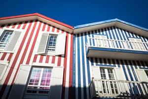 Colorful houses in Costa Nova, Aveiro, Portugal photo