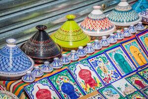 Colorful oriental pottery bazaar Tunisia photo