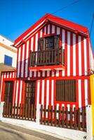 Colorful houses in Costa Nova, Aveiro, Portugal photo