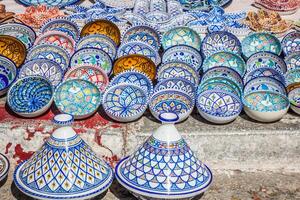 Colorful oriental pottery bazaar Tunisia photo