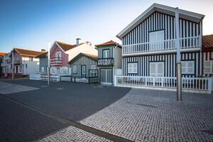 Colorful houses in Costa Nova, Aveiro, Portugal photo