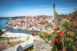 panorama de porto antiguo pueblo y duoro río. Portugal foto