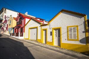 Colorful houses in Costa Nova, Aveiro, Portugal photo