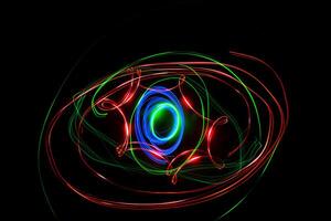 Moving swirls of colored lights photo
