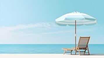 AI generated beach chair and umbrella on the beach photo