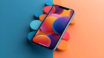 AI generated an iphone xr sitting on top of colorful balls photo