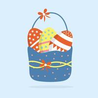 ester egg in the basket colorful eggs vector illustration