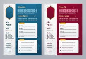 CV or Resume Design Template with Islamic Decoration Style vector