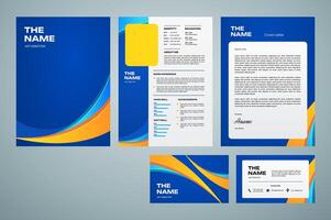 Set of elegant modern stationary cv or resume cover letter and business card template vector