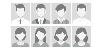 Avatar, user profile, person icon, male and female silhouette, profile picture. Vector flat illustration in grayscale. Suitable for social media profiles, icons, screensavers and as a template.