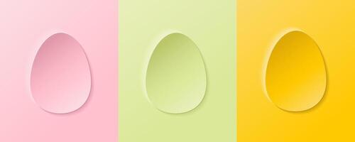 A set of 3D egg-shaped frames on a pastel background. Collection of geometric backgrounds for cosmetic product. Elements for design. vector