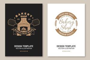 Handcrafted bakery shop flyer, brochure, banner, poster. Vector Typography design with old oven, wooden bread shovels silhouette. Template for bakery, restaurant identity objects, packaging and menu