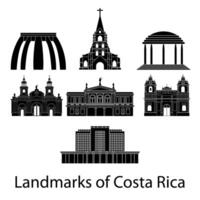 set of Panama famous landmarks by silhouette style vector