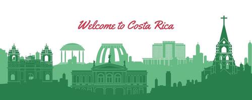 costa rica famoso punto de referencia silueta estilo vector