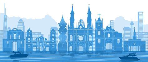 Panama famous landmark with blue and white color design vector