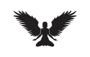 Angel silhouette vector illustration on a white background