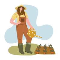 Flat Design, Woman Gardening Modern Illustration vector