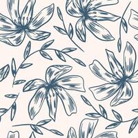 Sketch Hand Drawn Floral Seamless Pattern vector