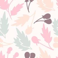 Pastel Leaves And Flowers Abstract Hand Drawn Pattern vector