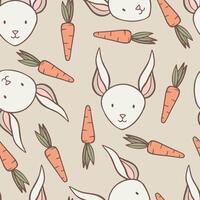 Bunny and Carrot Cartoon Easter Seamless Pattern vector