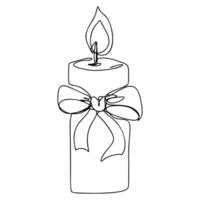 One Line Candle with Bow Continuous Line Drawing vector